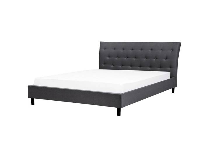 Beliani Polsterbett mit Lattenrost 180x200 cm Grau Saverne, Dunkelgrau, 180x200 cm, Schlafzimmer, Betten, Polsterbetten