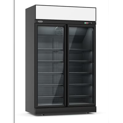 CombiSteel Tiefkühlschrank 2 Glastüren Schwarz Ins-1000F Bl
