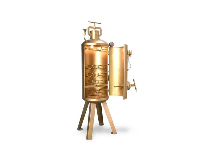 moebelfaktor Weinregal Vault Gold, Industrie-Kessel-Design in Goldoptik