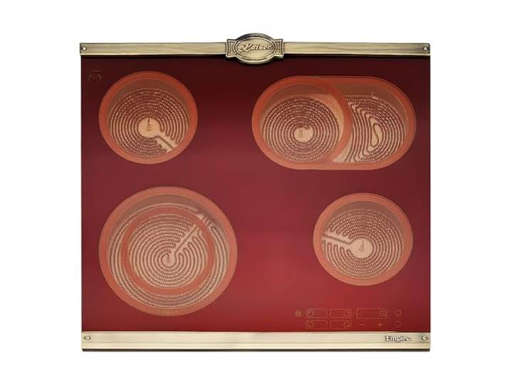 Kaiser Empire KCT 6185 RotEm · Autarkes High-Light Glaskeramik Kochfeld 60 cm · Elektro Kochfeld 4 Zonen · Zweikreis & Bräterzone · Touch Control · Retro Rot Design
