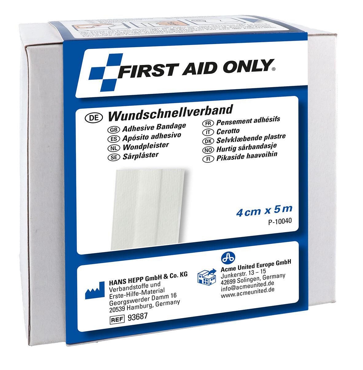 FIRST AID ONLY Pflaster 4 cm x 5 m weiß P-10040