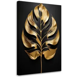 LEINWANDBILD Schwarzes und goldenes Monstera Blatt 40x60cm