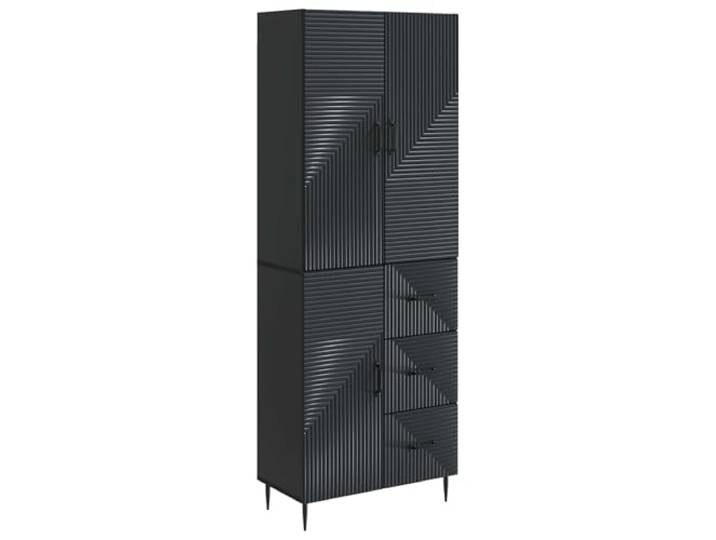 PUGYNBK Schrank-Set, 2 Stück, Schwarz, technisches Holz Modular stapelbar, wasserdicht, UV-Schutz, platzsparend, einfache Reinigung