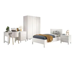 KINDERZIMMER SET Keely Kiefer weiß Bett NaKo Schrank Schreibtisch