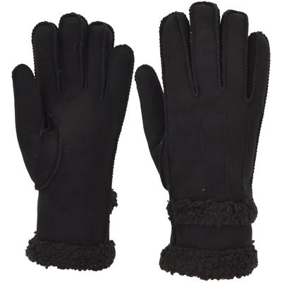 Fleecehandschuhe STYLEBREAKER "Handschuhe Wildleder Optik mit Teddyfleece", Damen, schwarz, Obermaterial: 5% Elasthan EL. 95% Polyester PES., Modisch, Handschuhe