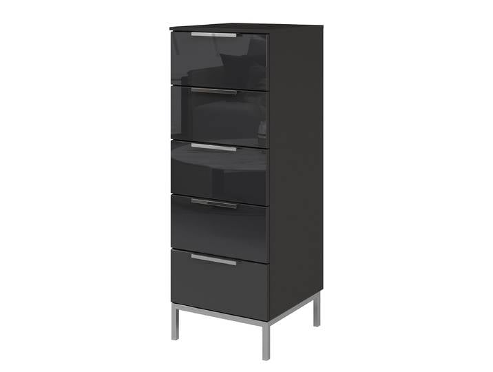 Commode Flipp en verre avec piètement B 40cm Noir/Noir/Argenté