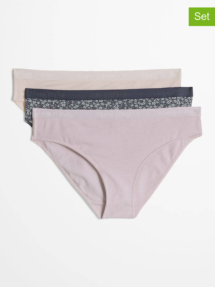 Marc O´Polo Bodywear 3er-Set: Slips in Sand/ Rosé/ Dunkelblau - XS