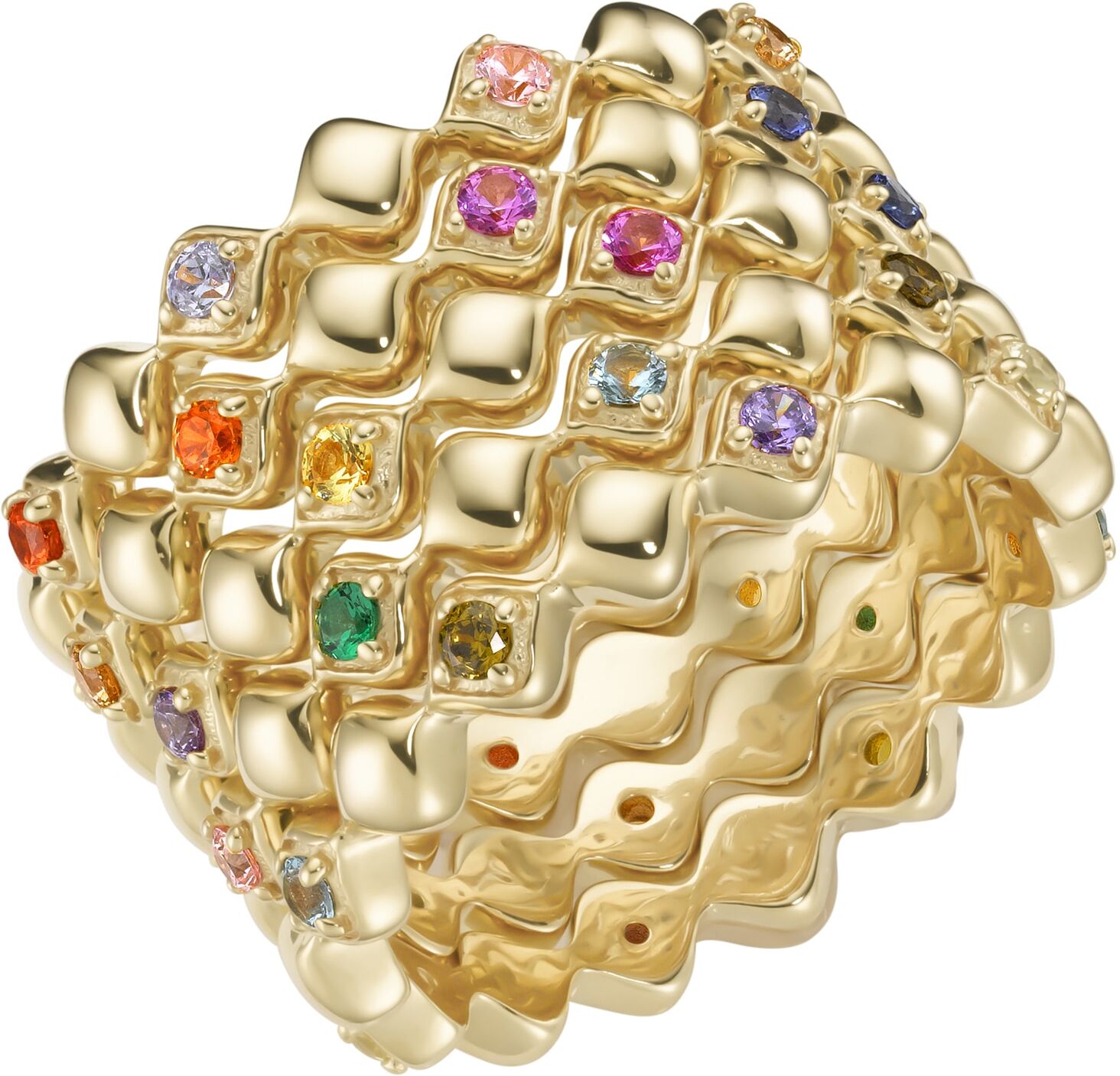 Silberring "Ring farbige Ziersteine, Silber 925" Gr. 52, bunt (mehrfarbig), GIORGIO MARTELLO MILANO, Fingerringe, Damen, 52, Silber 925 (Sterlingsilber), Silberring