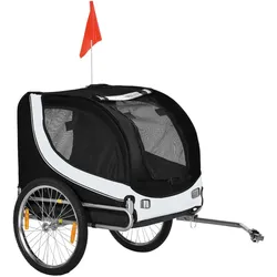 PawHut Fahrradanhänger Hundeanhänger Hunde Fahrrad Tier Anhänger Weiß+Schwarz