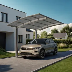 agadon Aluminium Carport Design Bogendach 495 x 270 cm 100 kg/qm Edelstahl-Look