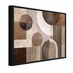 BILDER mit Rahmen Abstraktion Geometrisch Braun Leinwandbild Wandbild 120x80 cm