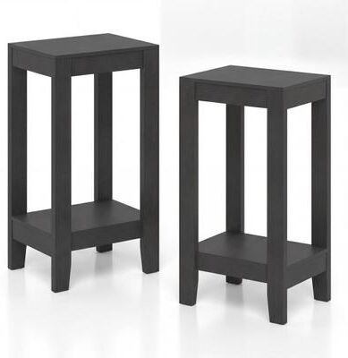 Costway Set of 2 Versatile 2-Tier End Table with Storage Shelf-Black