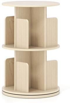 1/2PCS 2-Tier Rotating Bookshelf Display Rack w/Dividers & Baffles