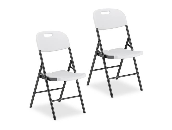 Klappstuhl für Garten 2er-Set Weiss-Schwarz