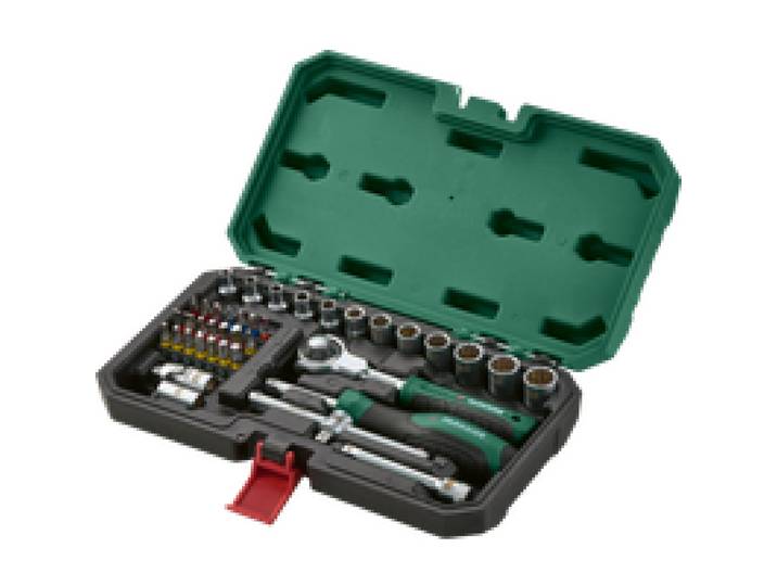 PARKSIDE® Coffret de clés à douilles avec cliquet à tête orientable (Jeu de cliquets Roto 39 pièces.)