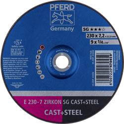 PFERD TOOLS 62223628 E 230-7 ZIRKON SG CAST+STEEL Schruppscheibe gekröpft Durchmesser 230 mm Bohrungs-Ø 22.23 mm Grau-/Sphäroguss, Stahl, Stahlguss 10 St.