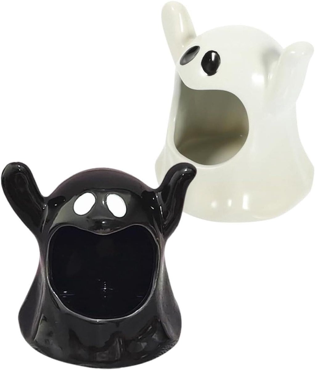 Set van 2 decoratieve spookvorm kandelaars in diverse kleuren