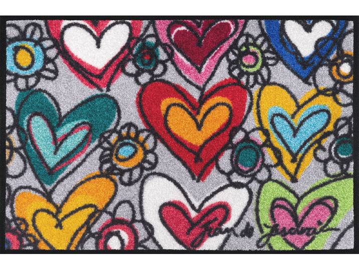 Fussmatte With Love, all things are possible , bunt, B:40cm H:7mm L:60cm, Polyamid, WASH+DRY BY KLEEN-TEX, Teppiche, Fussmatte