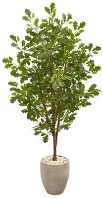 Nearly Natural "69"" Oak Artificial Tree in Sand Colored Planter"