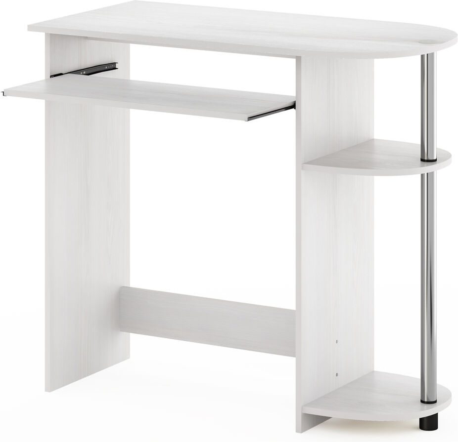 17 Stories Bozidar Computer Desk White Oak/Stainless Steel 73" H x 80" W x 40" D