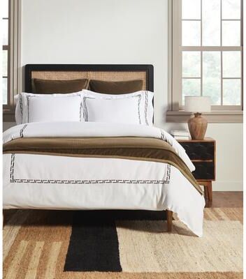 Cottage Home Ellis, Cotton Sateen, White/Saddle, Duvet Cover or Sham