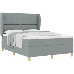 vidaXL, Boxspringbett, Boxspringbett Mit Matratze Stoff Hellgrau (140 x 190 cm)