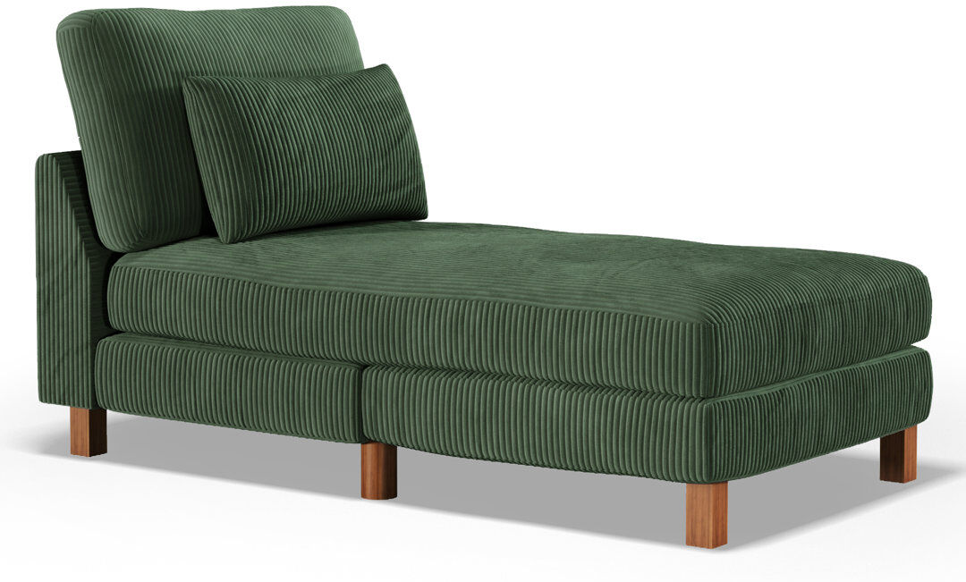 17 Stories Upholstered Chaise Lounge Green 88cm H X 82cm W X 160cm L