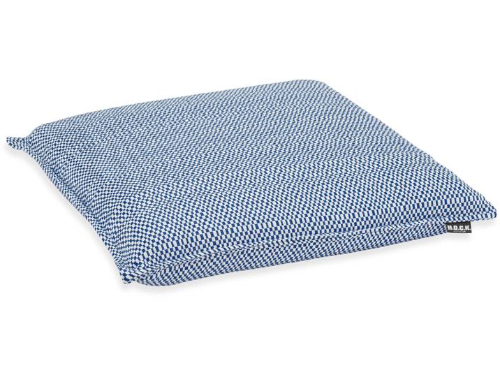 Sitzauflage H.O.C.K. Brian , blau (royalblau,weiß), B:40cm H:6cm, Obermaterial: 100% Polypropylen, Polsterauflagen, Sitzauflage, Outdoor Sitzkissen, 40x40x6cm, Stuhlkissen, schwarz, kleingemustert