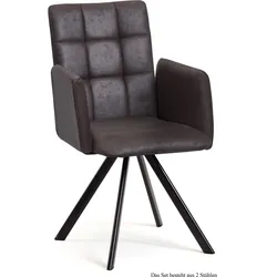 ARMLEHNSTUHL (2er-Set) Dayle 52x91x60 Schwarz/Espresso