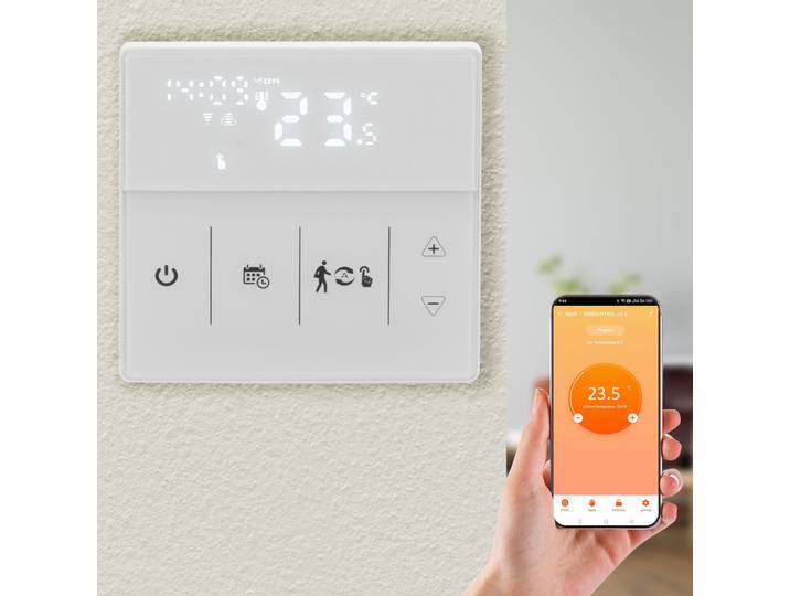 WLAN-Thermostat für Fussbodenheizungen mit App- und Sprachsteuerung, weiss