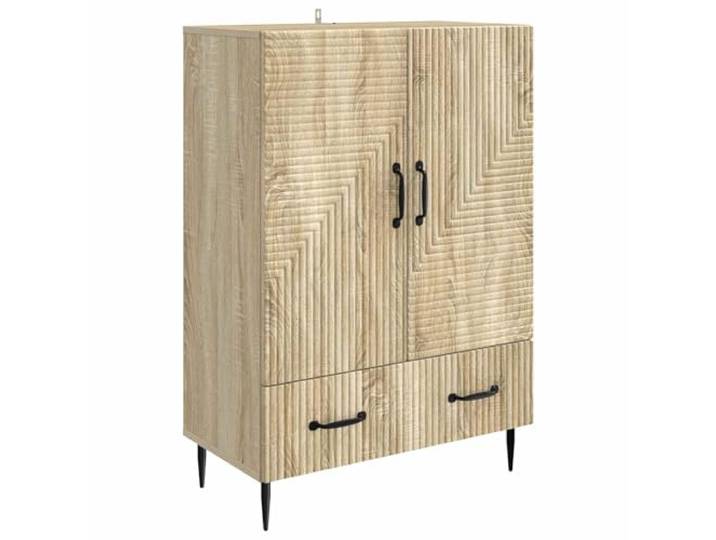 TEKGHUT Sideboard Sonoma-Eiche 66 x 34,5 x 95 cm Holzwerkstoff 90°-Pendeltüren,stabile Schubladen,konische Metallbeine,Stangengriffe,feuchtes Tuch