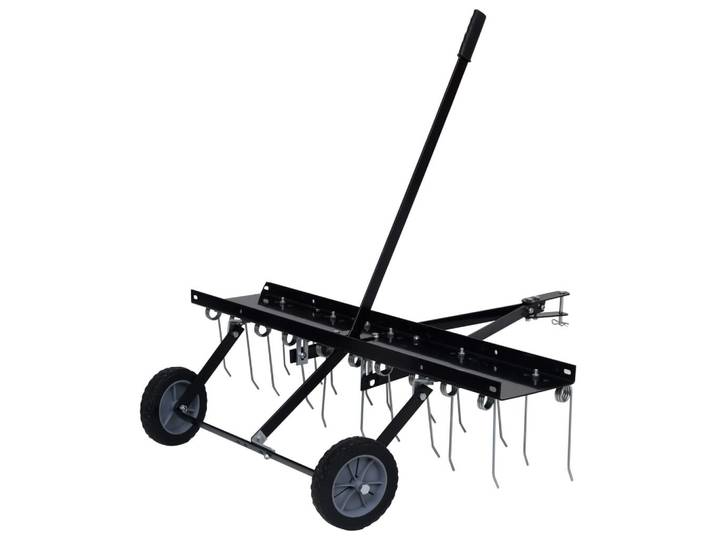 vidaXL Vertikutierer für Aufsitzmäher 102/85/37 cm, Schwarz, Metall, 85x37x102 cm, Gartenzubehör, Gartenpflege, Rasenmäher