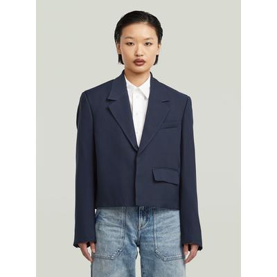 Jackenblazer G-STAR "Short Blazer", Damen, Gr. M, blau (salute), Obermaterial: 92% Viskose, 8% Polyester, Blazer