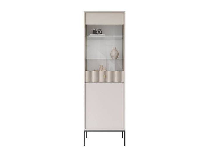 VITRINE MIDNIGHT mit Glastür auf Gestell kaschmir