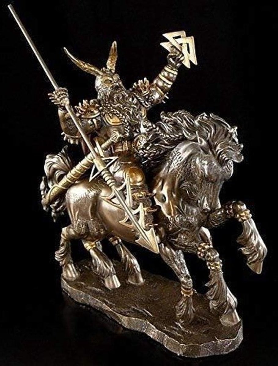 Odin Figuur - Viking Beeld - Decoratief Huis - Gedetailleerd Ontwerp - Hoogte: 26 cm - Meerkleurig