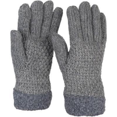 Strickhandschuhe STYLEBREAKER "Strickhandschuhe mit Perlmuster und Fleece", Damen, grau, Obermaterial: 70% Polyacryl PAN. 30% Wolle WO., Modisch, Handschuhe