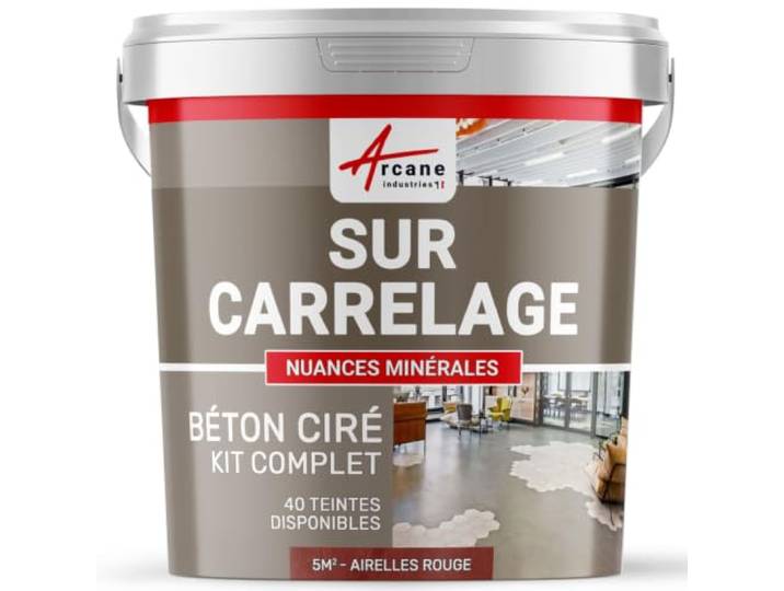Beton, gewachst auf Fliesen, Boden für Wand, 5 m² (in 2 Schichten) Küche, Bad, Arbeitsplatte, verstärkte Aufhängung, schmutzabweisend, strapazierfähig, komplettes Set. Arcane Industries