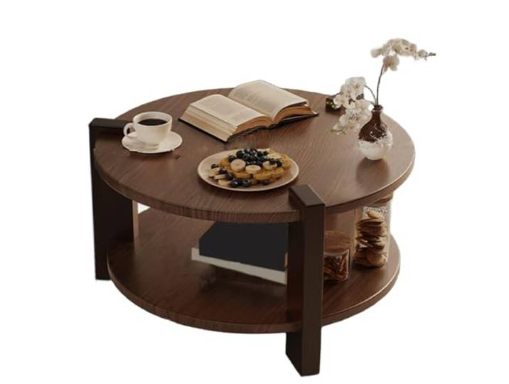 Ptasccne Runder Couchtisch aus Holz mit Stauraum und 2 Etagen-Mitteltischen For Wohnmöbel im Wohnzimmer couchtisch