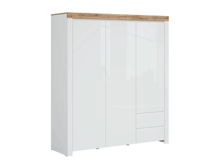 Armoire 3 portes 2 tiroirs panneaux agglomérés stratifiés blanc