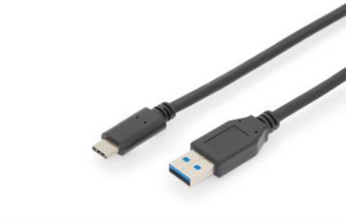 Digitus USB-Kabel USB 3.2 Gen1 USB-C Stecker, USB-A Stecker 1.00 m Schwarz doppelt geschirmt AK-300146-010-S