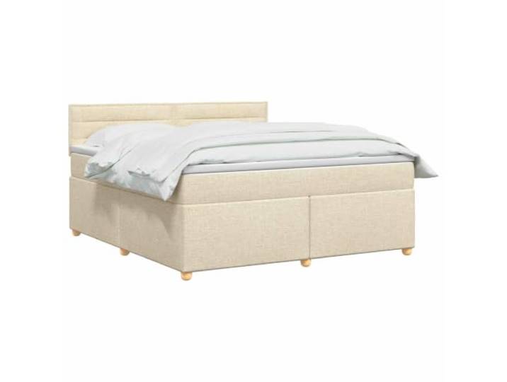 vidaXL Boxspringbett mit Matratze Creme 160 x 200 cm Stoff Modernes Design mit klaren Linien, Passt sich deinem Stil und Komfort an, Ideale Unterstützung für alle Schlafpositionen