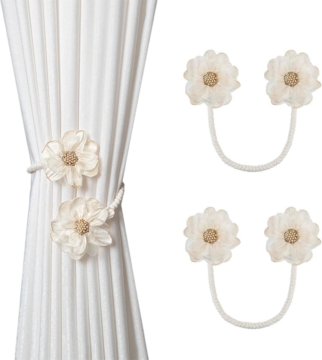 Gordijnbinders Handgemaakte Grote Bloem - Polyester - 47,5 cm - m-winkel