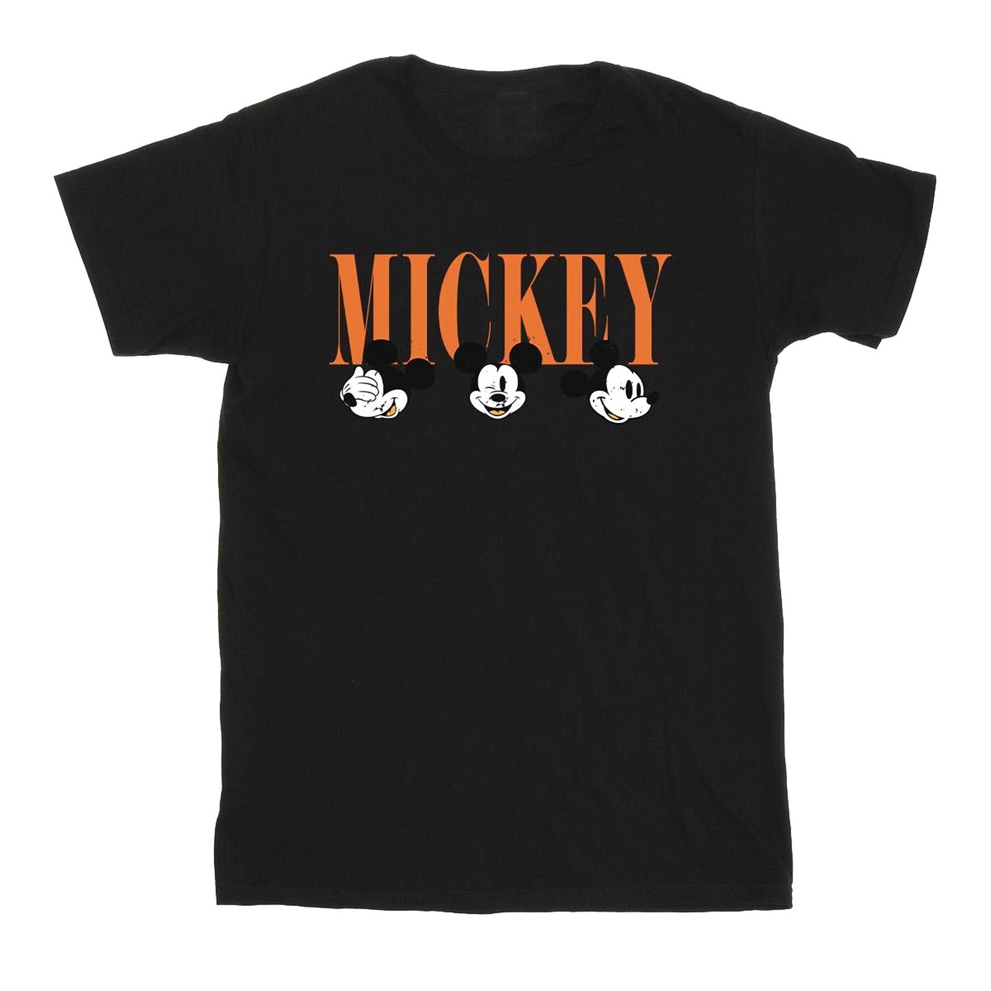 Disney Jongens Mickey Mouse Gezichten T-Shirt (Zwart)
