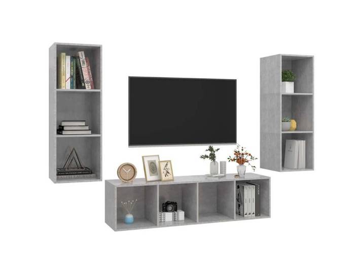 ABBO-SALE* Ensemble de meuble TV - Armoire de téléviseur - 3 pcs Gris béton - Bois d'ingénierie SOL259547