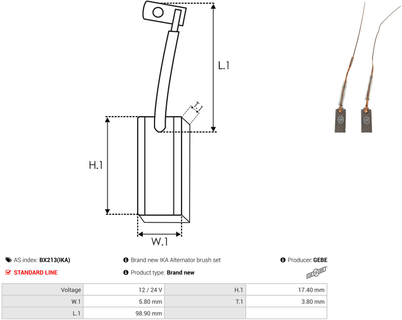 As-Pl Kohlebürste, Generator Bx213(Ika)