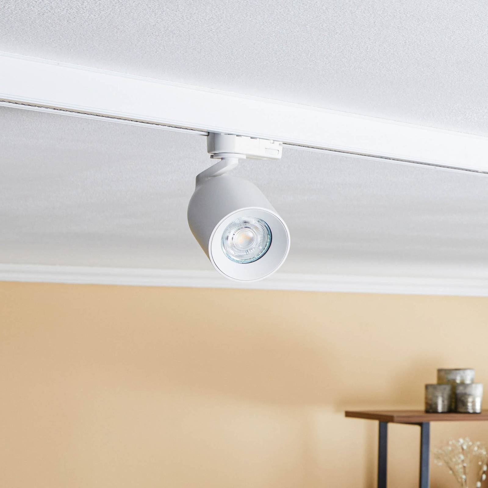 Arcchio Brinja track spotlight, white, Ã˜6.5cm, 3-phase GU10 Arcchio, dimmable, White / opal, Hallway, Aluminium, Modern, Track Lighting 3-Phase Track