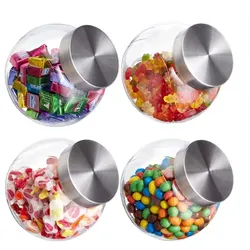 Relaxdays 8 x Bonbonglas 1,5 l Silber,Transparent
