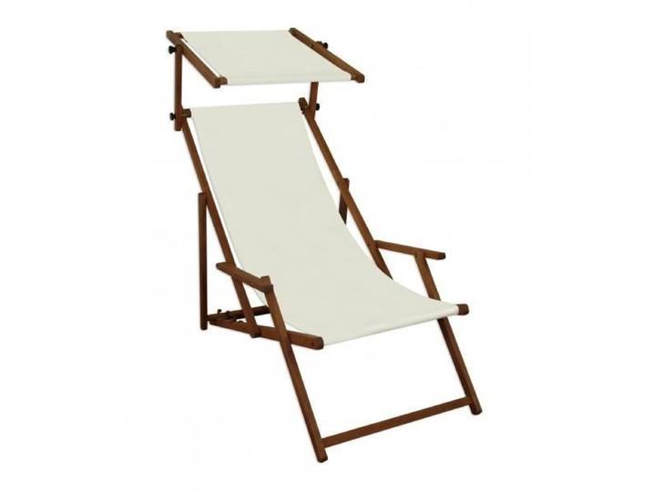 Chaise longue de jardin blanche chilienne bain de soleil pliant avec pare-soleil 10-303S