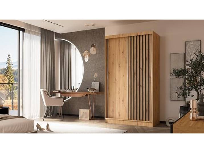 ALTDECOR Schwebetürenschrank, Kleiderschrank LABELO - 120x216 Garderobenschrank mit viel Stauraum, Vielseitiger, Schrank