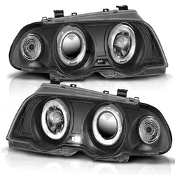 LED Angel Eyes Scheinwerfer passend für BMW 3er E46 98-01 schwarz Set